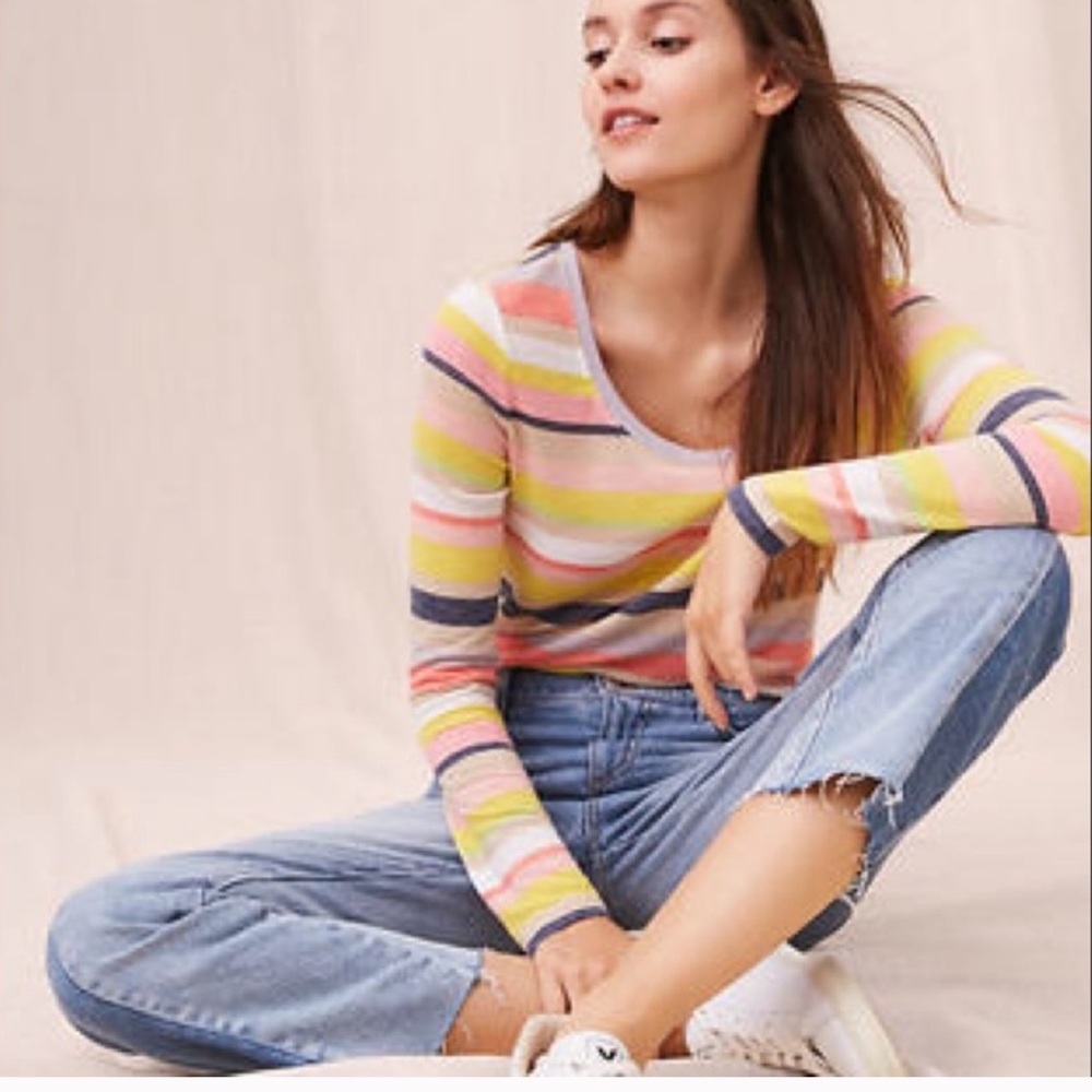 4/$20 Lou & Grey multi colored striped long S